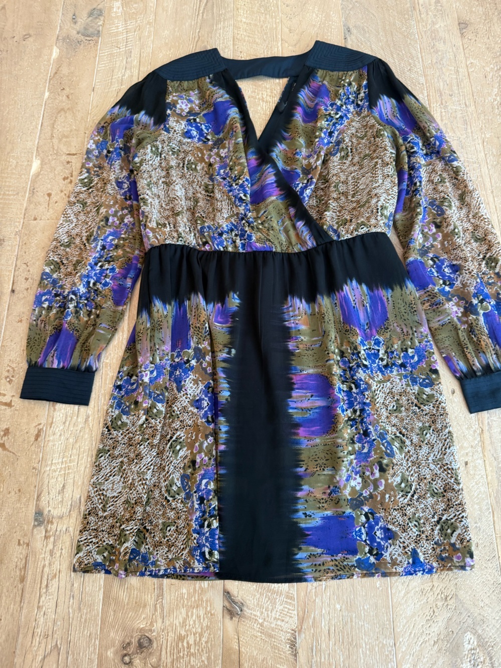 W118 by Walter Baker Navy Dress with Multicolor Print L